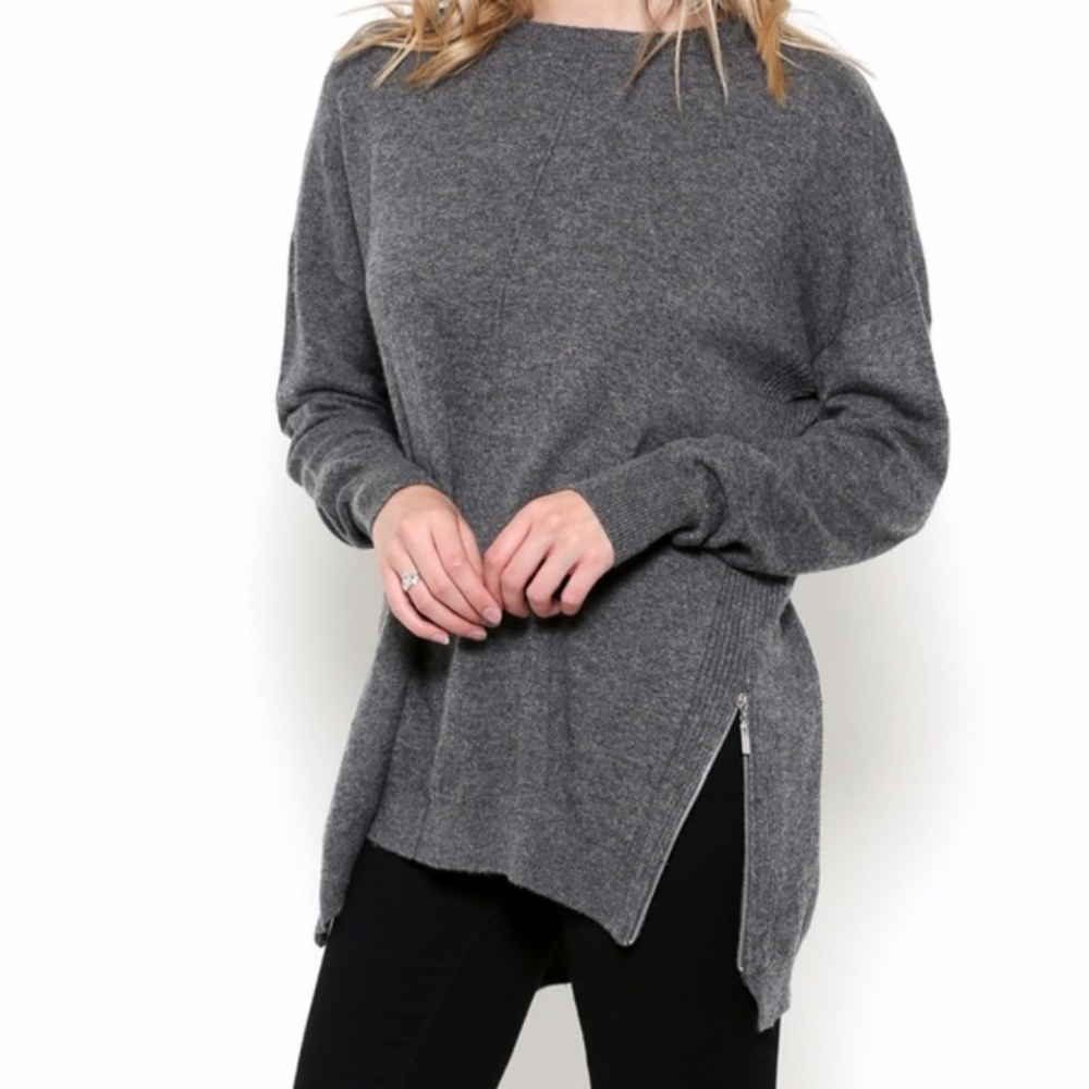 ❣️LAST ONE❣️ Side Zip Heather Grey Sweater 6fo8p6a - Picture 2 of 7